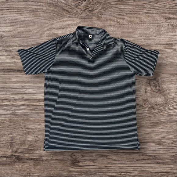 FootJoy Other - Footjoy FJ Navy Blue and White Striped Pattern Golf Stretch Polo Mens Size XL